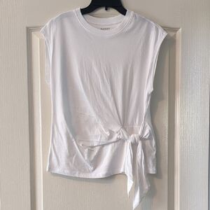 Old Navy White Short Sleeve Tie-Front Tee